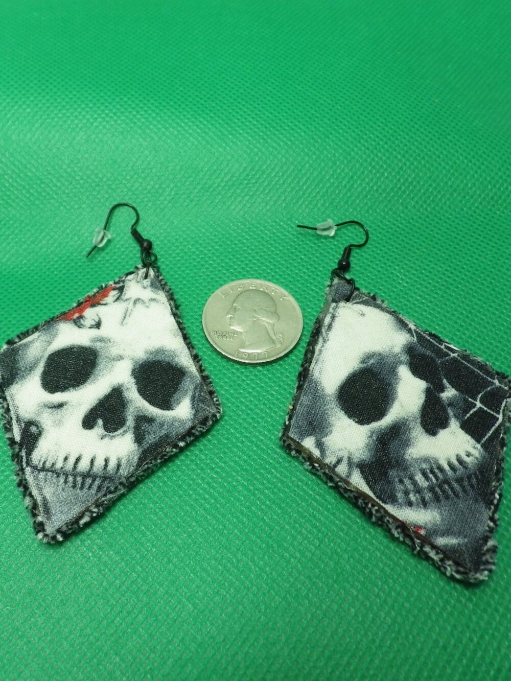 Handcrafted Halloween Skull Dangle Earrings 907G2